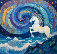 Thumbnail for Rainbow Horse And Crashing Waves Diamond Painting Kit