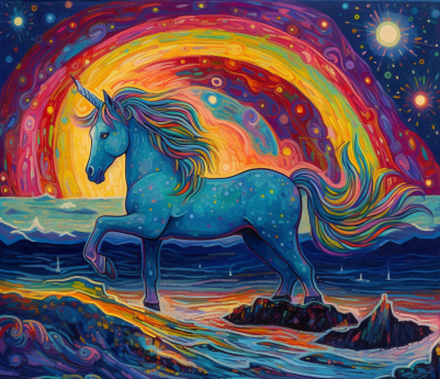 Rainbow Night Unicorn Diamond Painting Kit