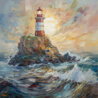Thumbnail for Red And White Light Lighthouse On An Island