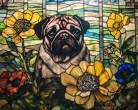 Thumbnail for Stained Glass Pug With Flowers Diamond Painting Kit