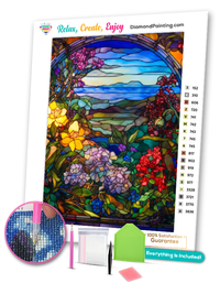 Thumbnail for Stained Glass Window With A Beautiful View Diamond Painting Kit