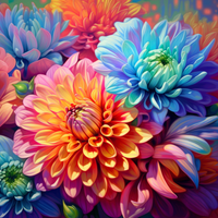 Thumbnail for Sunlight On Multicolored Dahlia Flowers