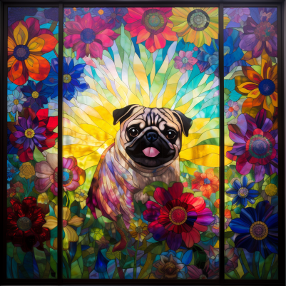 Sweet Pug In Stained Glass Diamond Painting Kit