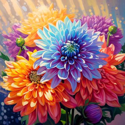 Vibrant Dahlia Flowers In Sunshine