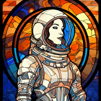 Thumbnail for Woman Astronaut Stained Glass Style