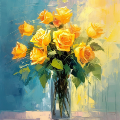 Yellow Roses In A Vase