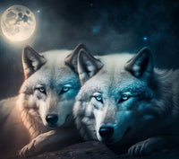 Thumbnail for Moon & Wolves 5D Diamond Art Kit Free Diamond Painting 