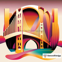 Thumbnail for Abstract Art Deco Golden Gate Bridge San Francisco Diamond Painting Kit Free Diamond Painting 