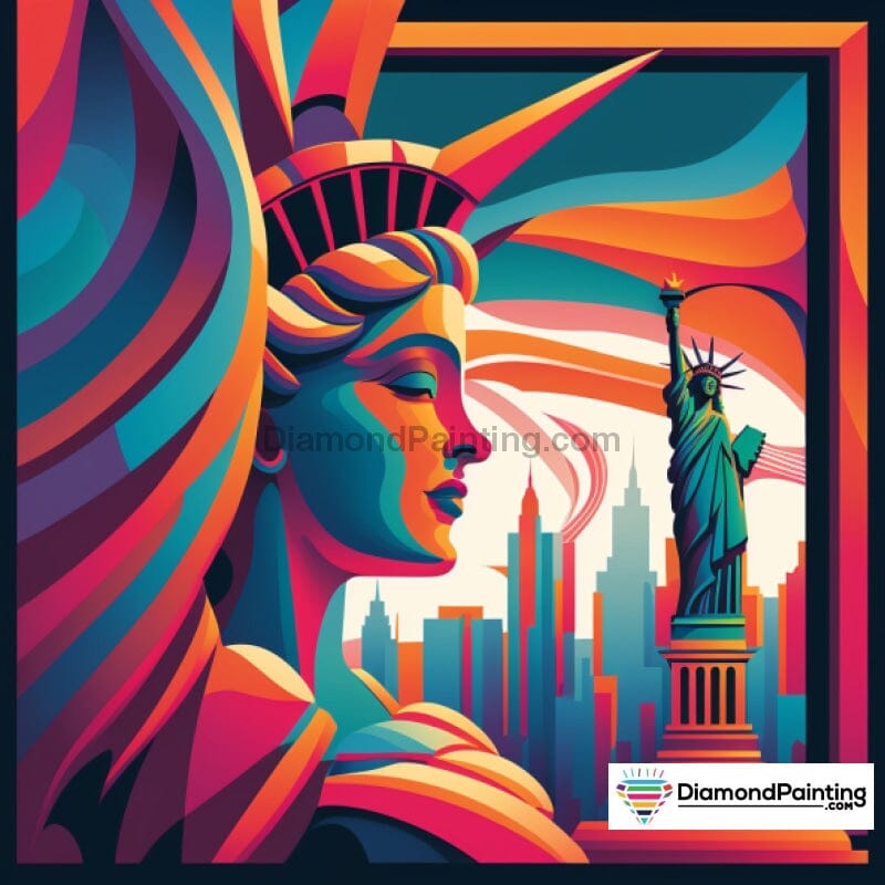 Abstract Art Deco Statue of Liberty New York Free Diamond Painting 
