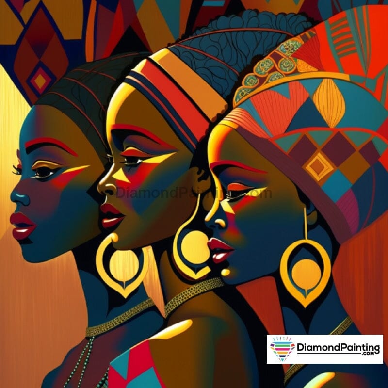 Art Deco Colorful African Ladies Diamond Painting Free Diamond Painting 