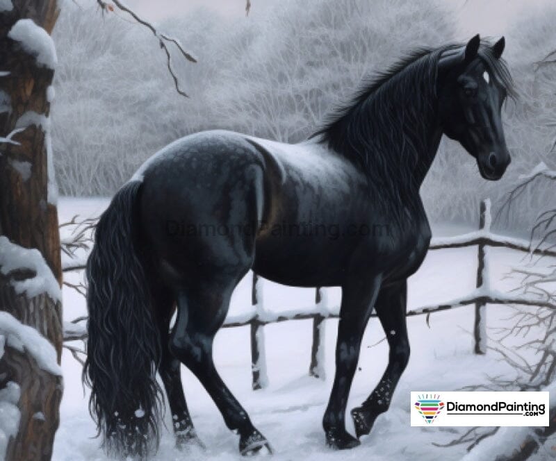 Black Snow Horse Diamond Painting 