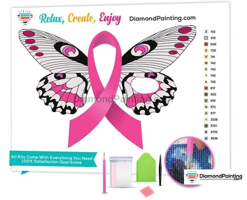 Breast Cancer Awareness Butterfly Free Diamond Painting 