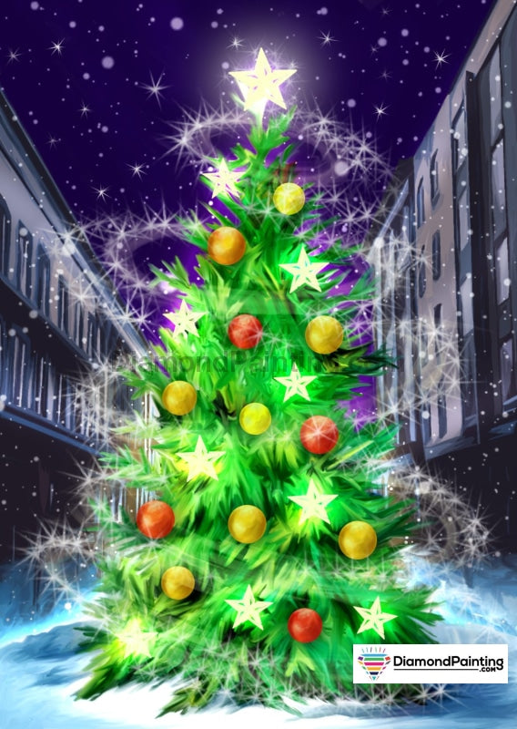 Bright Lighted Christmas Tree Diamond Painting Kit Free Diamond Painting 