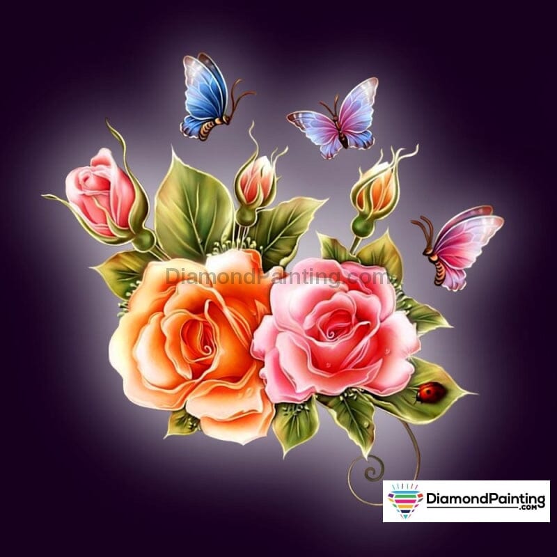 Butterflies and Flowers - Premium Diamond Painting Kit Free Diamond Painting 