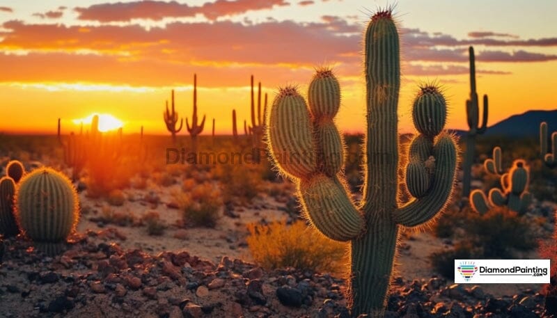 Cactus Sunset Free Diamond Painting 