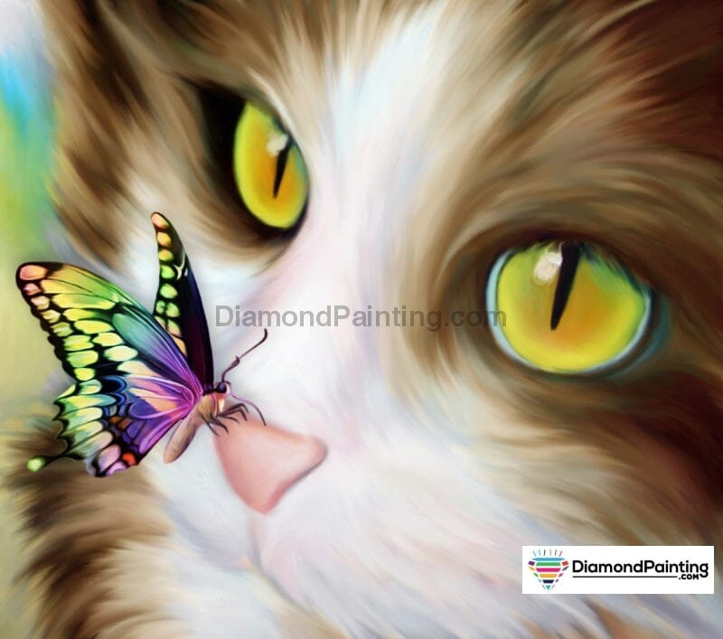 Cat and Butterfly Diamond Painting Kit Free Diamond Painting 