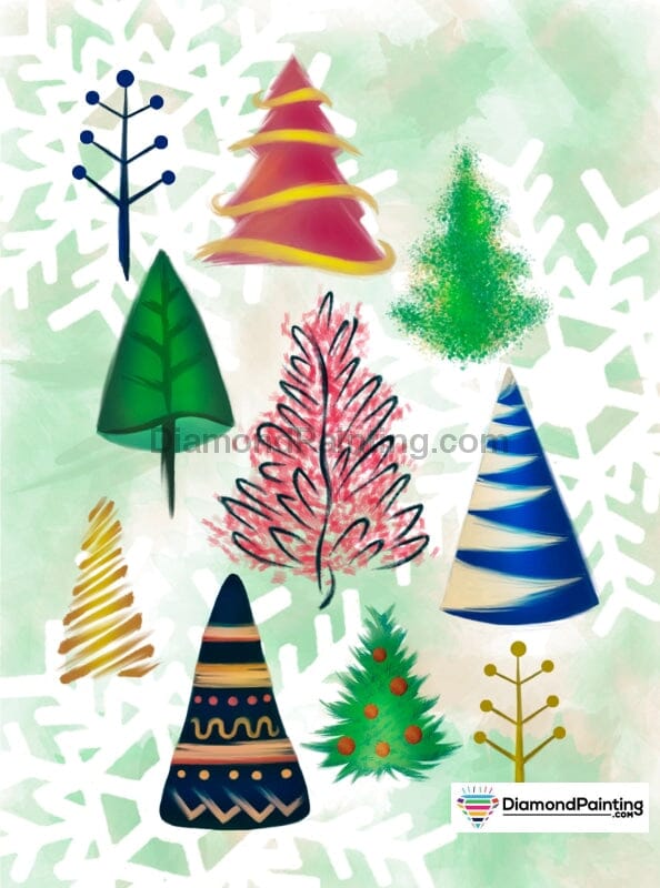 Christmas Trees Party Diamond Painting Kit Free Diamond Painting 