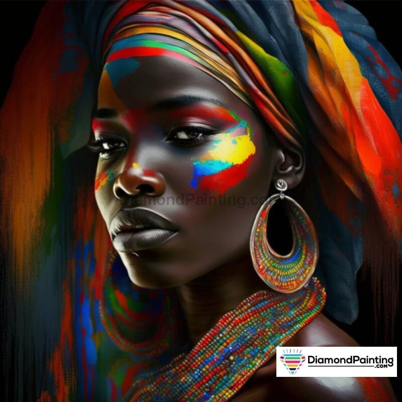 Colorful African Woman Diamond Painting Free Diamond Painting 