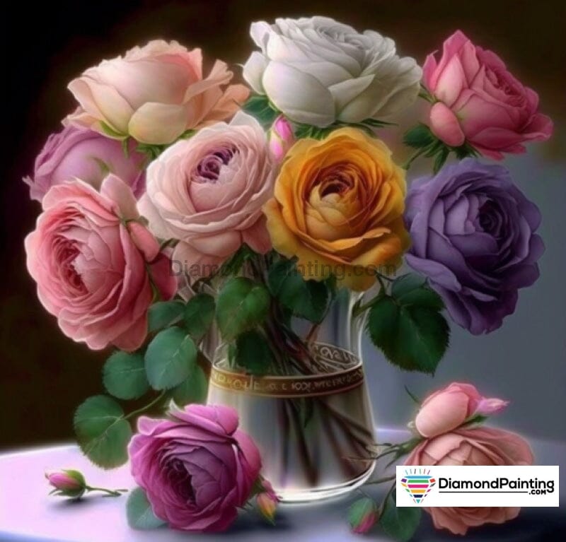 Colorful Roses Free Diamond Painting 