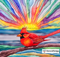 Thumbnail for Colorful Sun Rays and a Red Cardinal Free Diamond Painting 