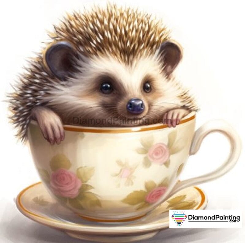 Cup Of Hedgehog Free Diamond Painting 
