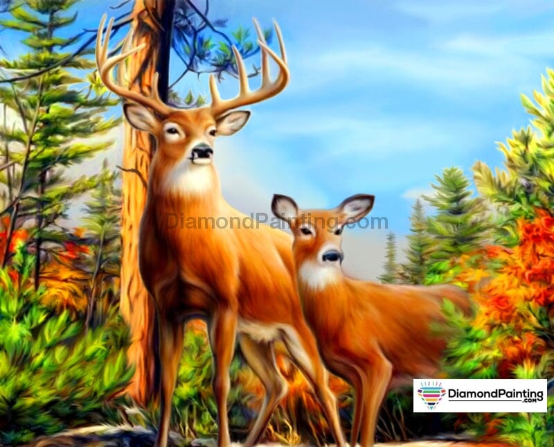Deer in the Forest 5D Diamond Art Kit Free Diamond Painting 
