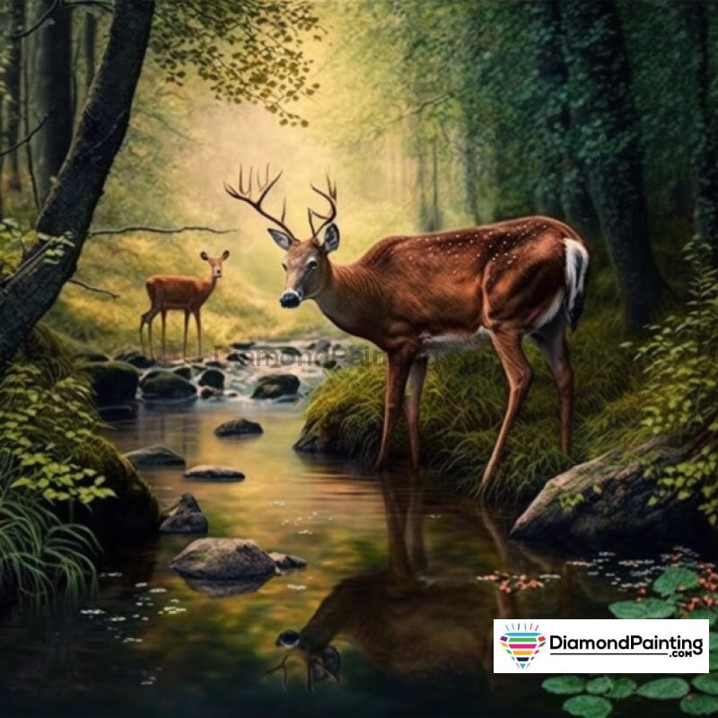 Deer in the Spring Paint By Diamonds Kit Free Diamond Painting 