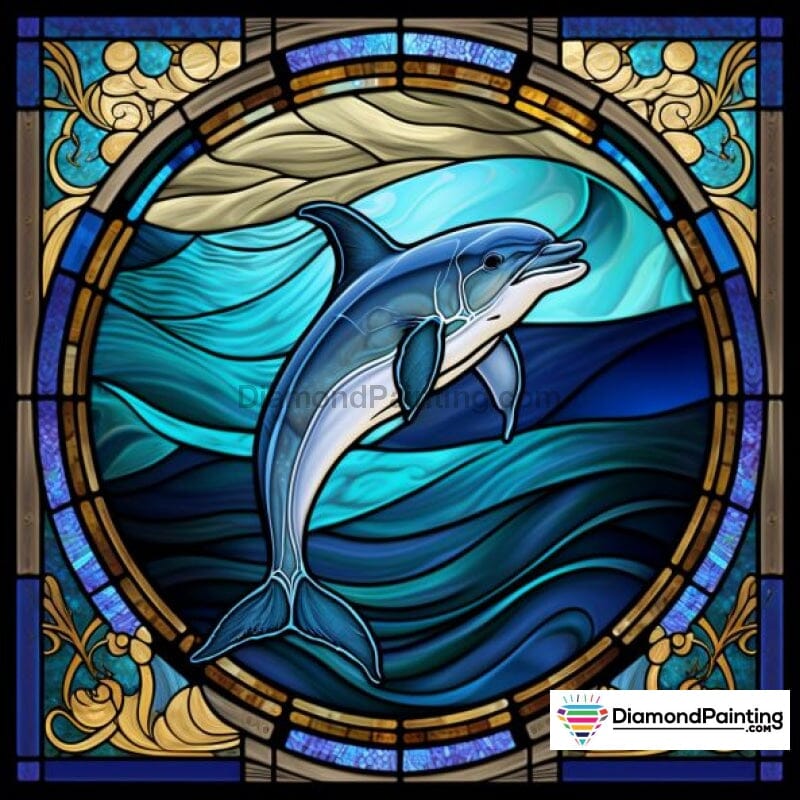 Dolphin Stained Glass Free Diamond Painting 