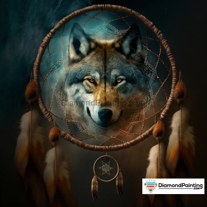Dream Catcher Wolf Free Diamond Painting 