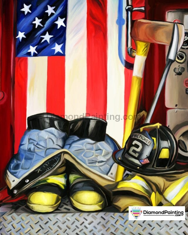 Fireman Locker Flag Tribute 5D Free Diamond Painting 