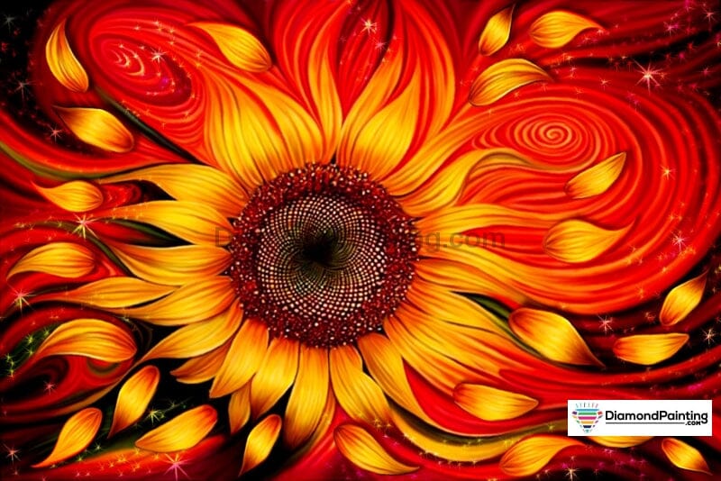 Firey Sunflower Free Diamond Painting 