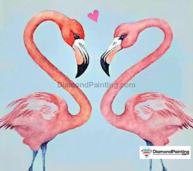 Flamingos In Love Free Diamond Painting 