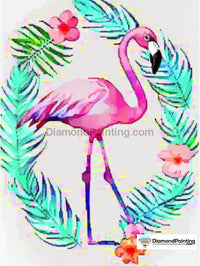 Thumbnail for Fun Hibiscus Wreath Watercolor Flamingo Free Diamond Painting 