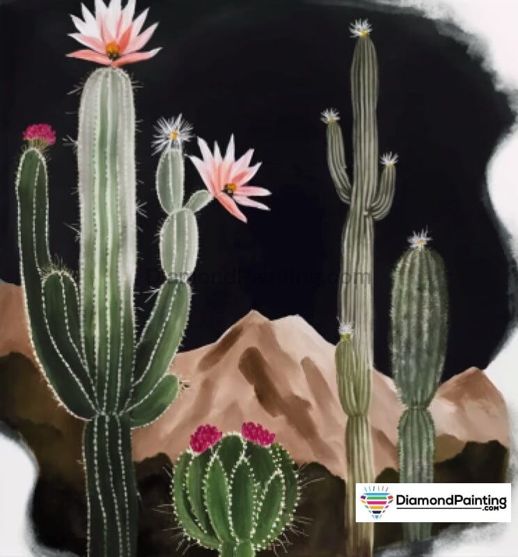 Good Night Desert Cactus Free Diamond Painting 