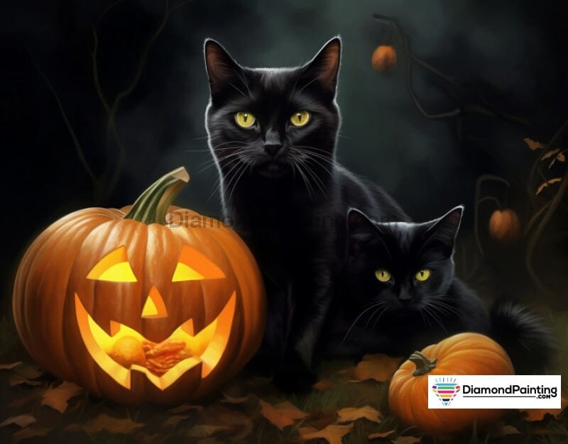 Halloween Cat Nights Free Diamond Painting 