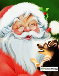 Thumbnail for Happy Santa with Puppy Diamond Painting Kit Free Diamond Painting 