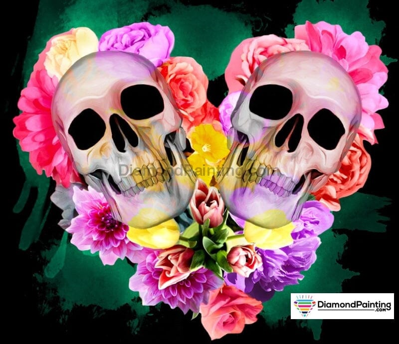 Heart of Skulls and Roses Free Diamond Painting 