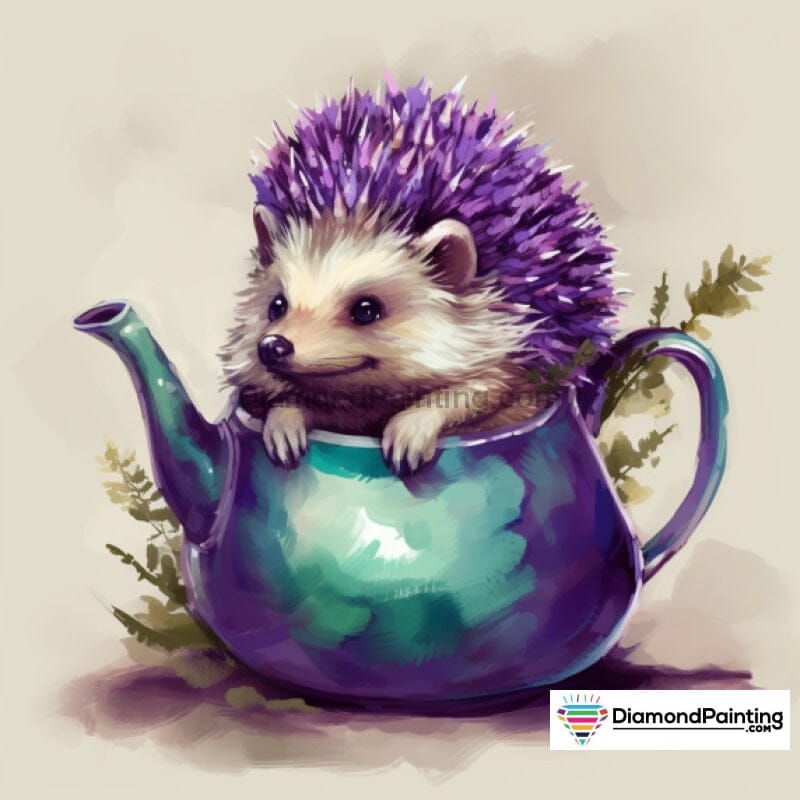 Hedgehog For Tea Free Diamond Painting 