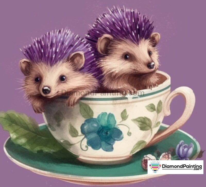 Hedgehogs For Tea Free Diamond Painting 