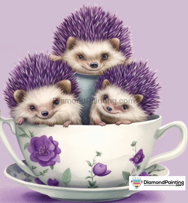 Hedgehogs For Tea Party Free Diamond Painting 