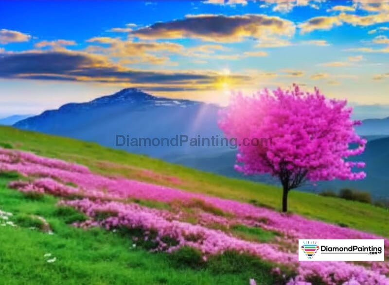 Hillside Wildflowers In Bloom Free Diamond Painting 