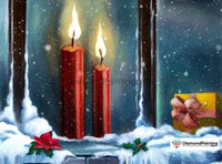 Thumbnail for Holiday Window Christmas Candles Diamond Painting Kit Free Diamond Painting 