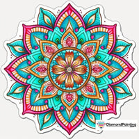 Thumbnail for Hot Pink, Blue, Yellow Flower Mandala Free Diamond Painting 