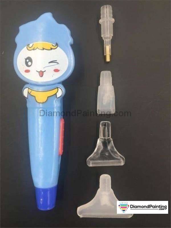 Lighted Diamond Ultra Pen - 4 Different Heads Free Diamond Painting Blue Lady 