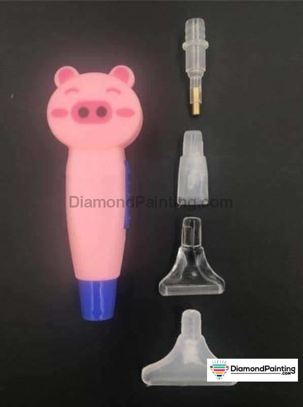 Lighted Diamond Ultra Pen - 4 Different Heads Free Diamond Painting Pink Kitty 2 