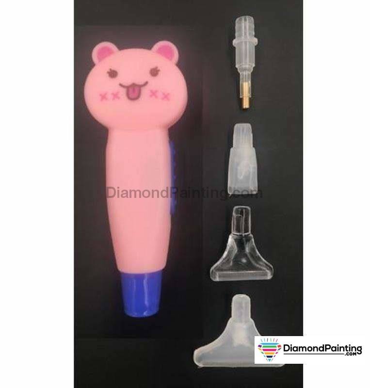 Lighted Diamond Ultra Pen - 4 Different Heads Free Diamond Painting Pink Kitty 