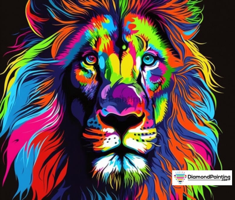 Neon Rainbow Lion Diamond Painting 