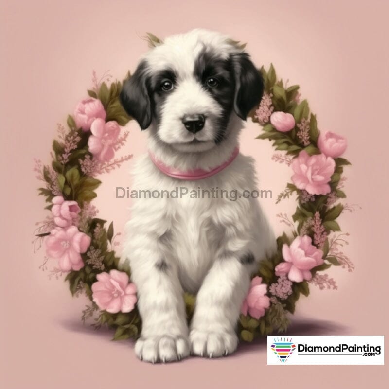 Puppy Wreath Free Diamond Painting 