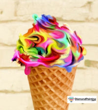 Thumbnail for Rainbow Ice Cream Cone Free Diamond Painting 