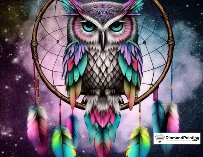 Rainbow Owl Dream Catcher – Diamond Painting